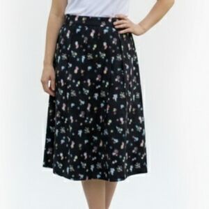 Christopher & Banks Black Floral Tiered A-Line Skirt Size 12